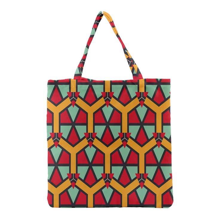 Honeycombs triangles and other shapes pattern Grocery Tote Bag