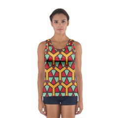 Honeycombs Triangles And Other Shapes Pattern Women s Sport Tank Top by LalyLauraFLM