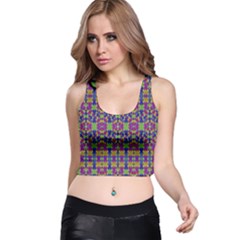 Ethnic Modern Geometric Patterned Racer Back Crop Tops by dflcprintsclothing