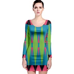 Connected rhombus Long Sleeve Bodycon Dress