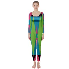 Connected rhombus  Long Sleeve Catsuit
