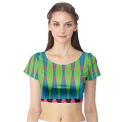 Connected rhombus Short Sleeve Crop Top