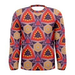 Triangles Honeycombs And Other Shapes Pattern Men Long Sleeve T-shirt by LalyLauraFLM