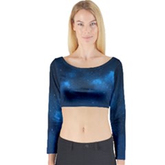 Starry Space Long Sleeve Crop Top