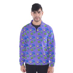 Blue And Green Birds Pattern Wind Breaker (men)