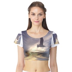 Seagull 1 Short Sleeve Crop Top by Jamboo