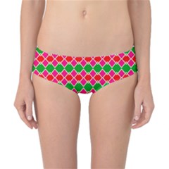 Red Pink Green Rhombus Pattern Classic Bikini Bottoms