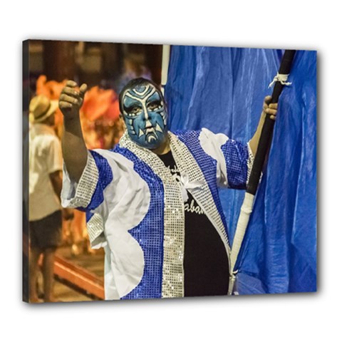 Painted Face Man At Inagural Parade Of Carnival In Montevideo Canvas 24  X 20  by dflcprints