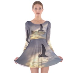 Fly Seagull Long Sleeve Skater Dress