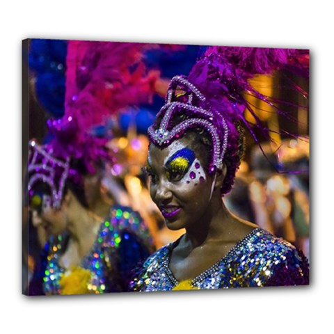 Costumed Attractive Dancer Woman At Carnival Parade Of Uruguay Canvas 24  X 20  by dflcprints