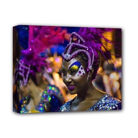 Costumed Attractive Dancer Woman At Carnival Parade Of Uruguay Deluxe Canvas 14  X 11  by dflcprints