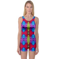 Colorful Painting Goa Pattern One Piece Boyleg Swimsuit