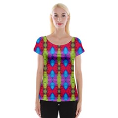 Colorful Painting Goa Pattern Women s Cap Sleeve Top