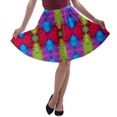 Colorful Painting Goa Pattern A-line Skater Skirt