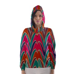 Bended Shapes In Retro Colors Hooded Wind Breaker (women)