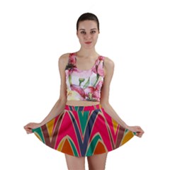Bended Shapes In Retro Colors Mini Skirt by LalyLauraFLM