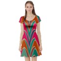 Bended shapes in retro colors Short Sleeve Skater Dress View1