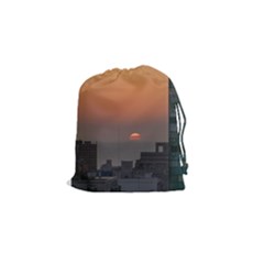 Aerial View Of Sunset At The River In Montevideo Uruguay Drawstring Pouches (small) 