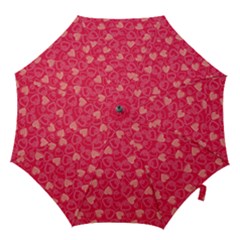 Red Pink Valentine Pattern With Coral Hearts Hook Handle Umbrellas (medium) by ArigigiPixel