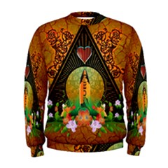 Surfing, Surfboard With Flowers And Floral Elements Men s Sweatshirts by FantasyWorld7