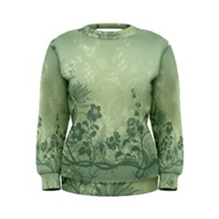 Wonderful Flowers In Soft Green Colors Women s Sweatshirts