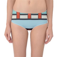 Vertical And Horizontal Rectangles Mid-waist Bikini Bottoms by LalyLauraFLM