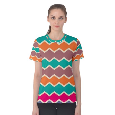 Colorful Chevrons Pattern Women s Cotton Tee by LalyLauraFLM