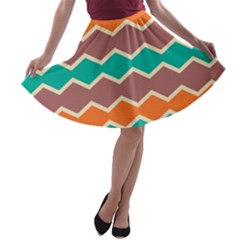 Colorful Chevrons Pattern A-line Skater Skirt by LalyLauraFLM