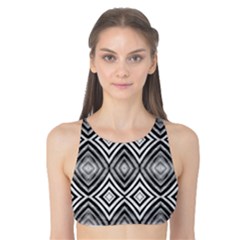 Black White Diamond Pattern Tank Bikini Top