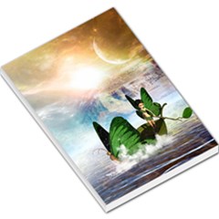 Cute Fairy In A Butterflies Boat In The Night Large Memo Pads by FantasyWorld7