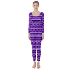 Purple Tribal Pattern Long Sleeve Catsuit by KirstenStar