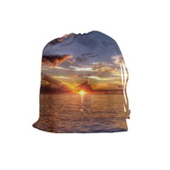 Tahitian Sunset Drawstring Pouches (large)  by trendistuff