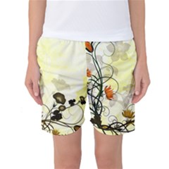 Wonderful Flowers With Leaves On Soft Background Women s Basketball Shorts by FantasyWorld7