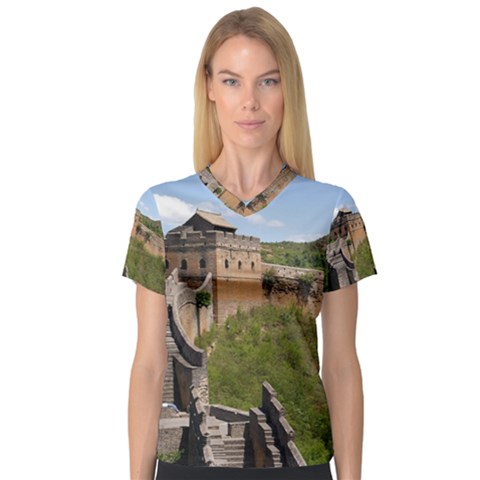 Great Wall Of China 3 Women s V-neck Sport Mesh Tee by trendistuff