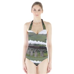 Glenfinnan Viaduct 1 Women s Halter One Piece Swimsuit by trendistuff