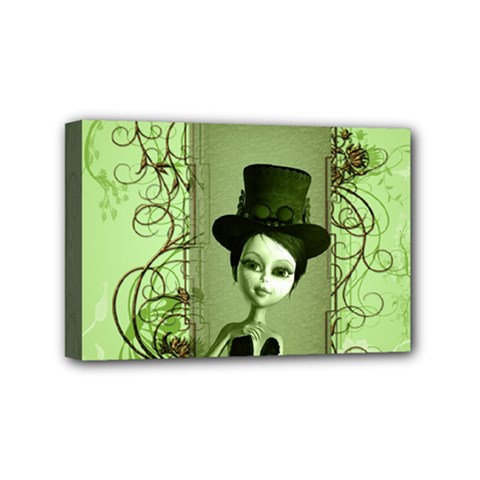 Cute Girl With Steampunk Hat And Floral Elements Mini Canvas 6  X 4  by FantasyWorld7