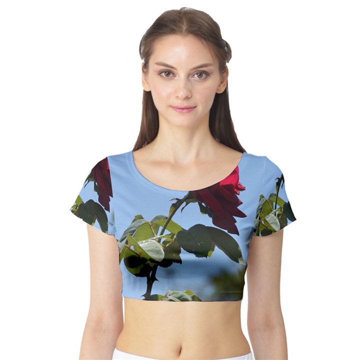 RED ROSE 2 Short Sleeve Crop Top