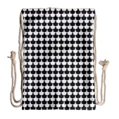 Black And White Scallop Repeat Pattern Drawstring Bag (large)