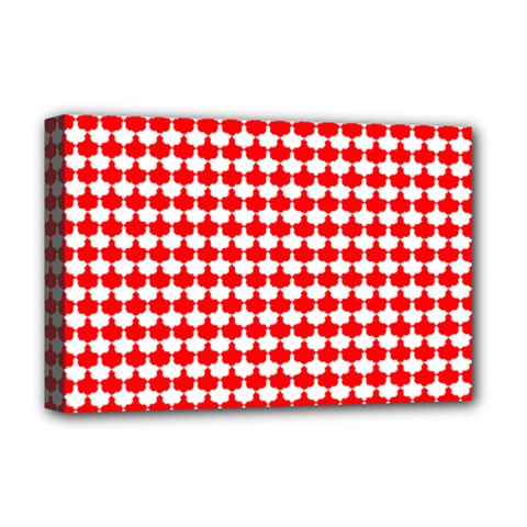 Red And White Scallop Repeat Pattern Deluxe Canvas 18  X 12   by PaperandFrill