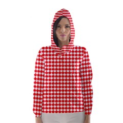 Red And White Scallop Repeat Pattern Hooded Wind Breaker (women)