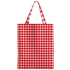 Red And White Scallop Repeat Pattern Zipper Classic Tote Bags