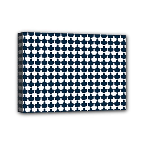 Navy And White Scallop Repeat Pattern Mini Canvas 7  X 5  by PaperandFrill