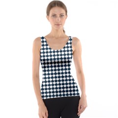 Navy And White Scallop Repeat Pattern Tank Top