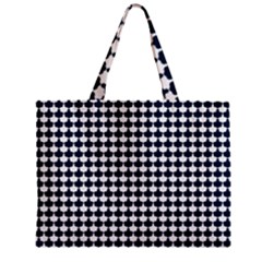 Navy And White Scallop Repeat Pattern Zipper Tiny Tote Bags by PaperandFrill