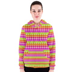 Scallop Pattern Repeat In ‘la’ Bright Colors Women s Zipper Hoodies by PaperandFrill