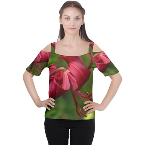 Lilium Red Velvet Women s Cutout Shoulder Tee by trendistuff