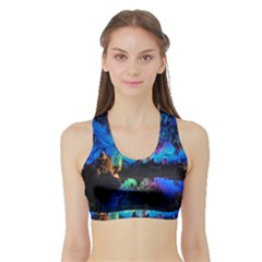 Reed Flute Caves 2 Women s Sports Bra With Border by trendistuff