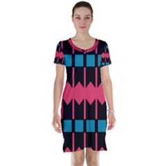 Rhombus And Stripes Pattern Short Sleeve Nightdress by LalyLauraFLM