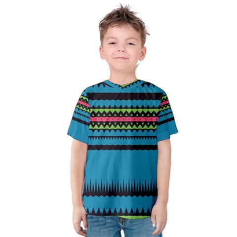 Chevrons And Triangles Kid s Cotton Tee by LalyLauraFLM