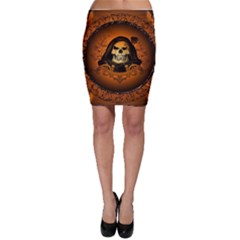 Awsome Skull With Roses And Floral Elements Bodycon Skirts by FantasyWorld7